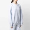 Sudadera con capucha azul claro de cuello redondo y logotipo bordado en el pecho de Off-White SS21