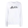 Sudadera con capucha blanca de algodón estampado y cuello redondo