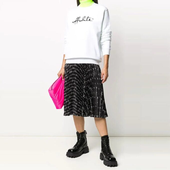 Sudadera con capucha blanca de algodón estampado y cuello redondo
