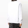 Sudadera con capucha blanca de algodón estampado y cuello redondo