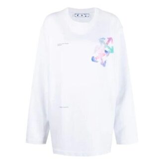 Sudadera con capucha blanca de corte holgado y cuello redondo con estampado de logotipo Off-White SS21