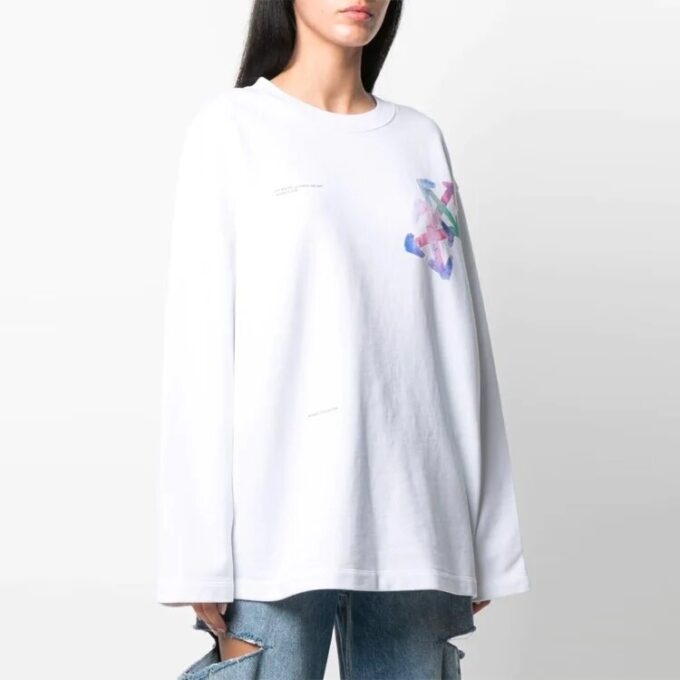 Sudadera con capucha blanca de corte holgado y cuello redondo con estampado de logotipo Off-White SS21