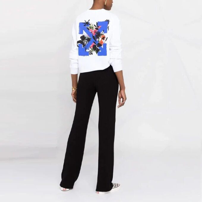Sudadera con capucha blanca de cuello redondo con estampado de flores y logotipo de Arrows de Off-White SS21