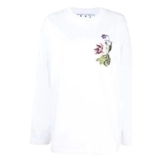 Sudadera con capucha blanca de manga larga y cuello redondo holgada con estampado de la colección SS21 de Off-White
