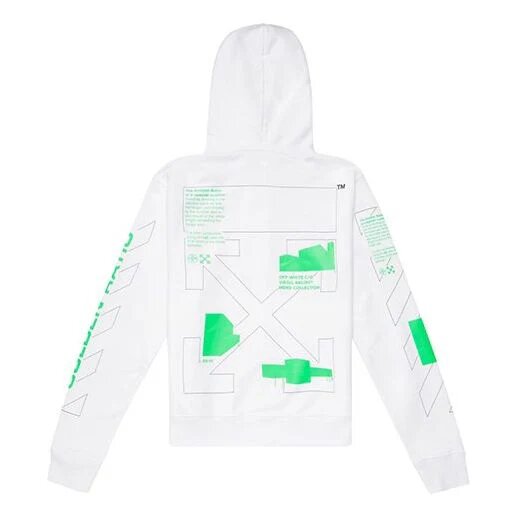 Sudadera con capucha blanca SS20 con dibujo de flechas en la espalda, logotipo para hombre, corte normal