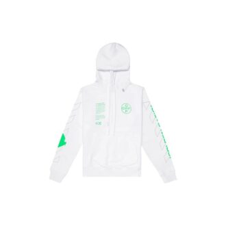 Sudadera con capucha blanca SS20 con dibujo de flechas en la espalda, logotipo para hombre, corte normal