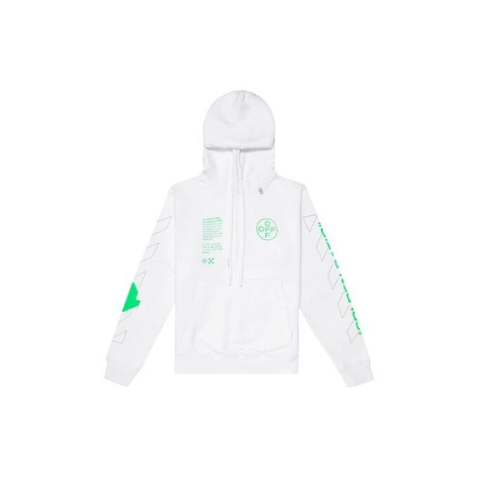 Sudadera con capucha blanca SS20 con dibujo de flechas en la espalda, logotipo para hombre, corte normal