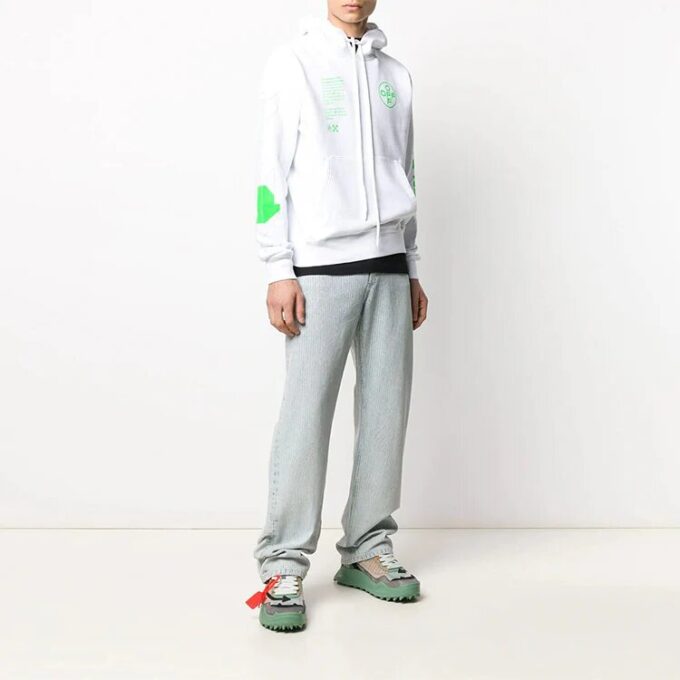 Sudadera con capucha blanca SS20 con dibujo de flechas en la espalda, logotipo para hombre, corte normal