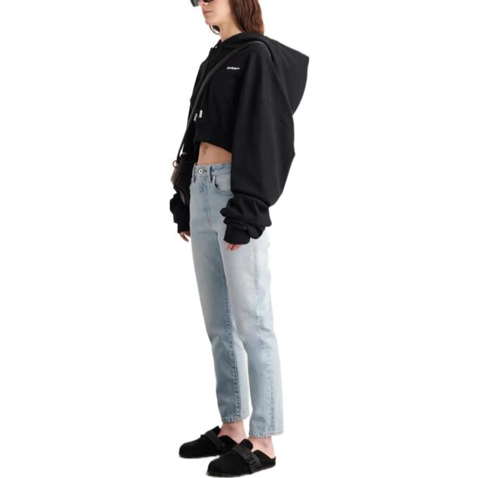Sudadera con capucha corta Off-White con logotipo bordado «Black»