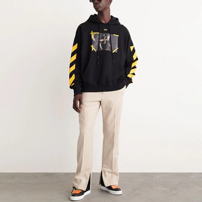 Sudadera con capucha de algodón con estampado de Caravaggio «Negro Amarillo»
