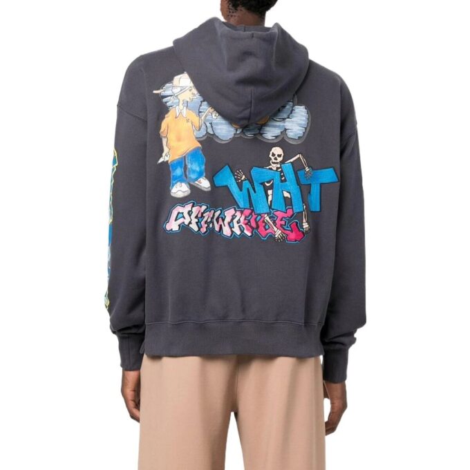 Sudadera con capucha de algodón con estampado de grafitis