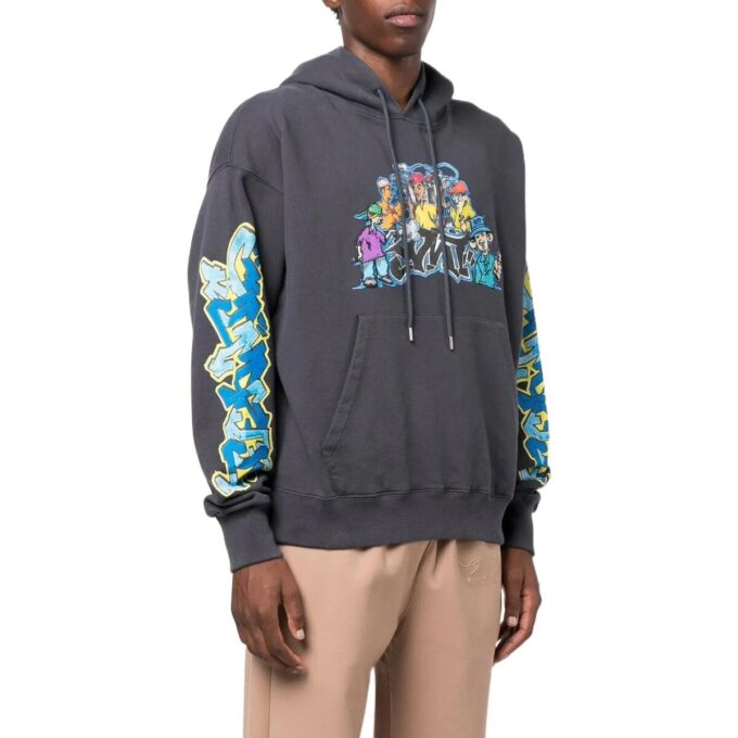 Sudadera con capucha de algodón con estampado de grafitis