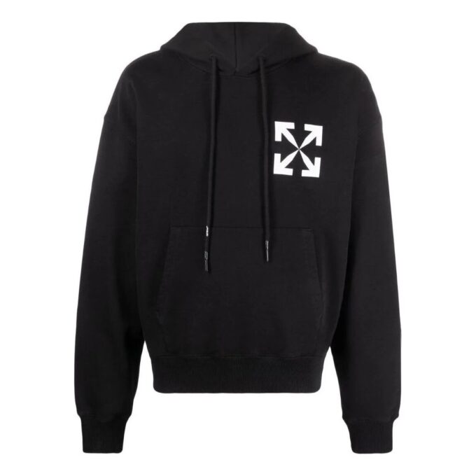 Sudadera con capucha de algodón con estampado del logotipo de Arrows «Negro»