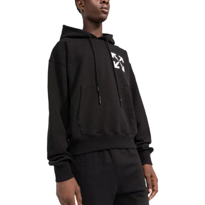 Sudadera con capucha de algodón con estampado del logotipo de Arrows «Negro»