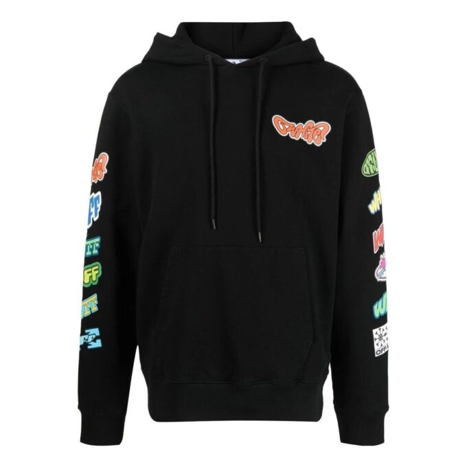 Sudadera con capucha de algodón con estampado gráfico «Negro»