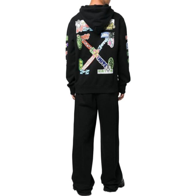 Sudadera con capucha de algodón con estampado gráfico «Negro»
