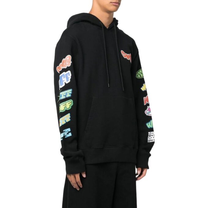 Sudadera con capucha de algodón con estampado gráfico «Negro»
