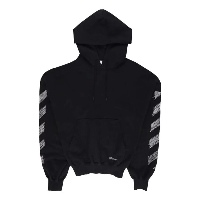 Sudadera con capucha de algodón con estampado Scribble Diag «Negro»