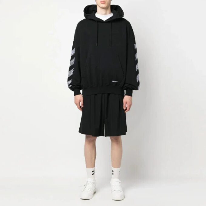 Sudadera con capucha de algodón con estampado Scribble Diag «Negro»
