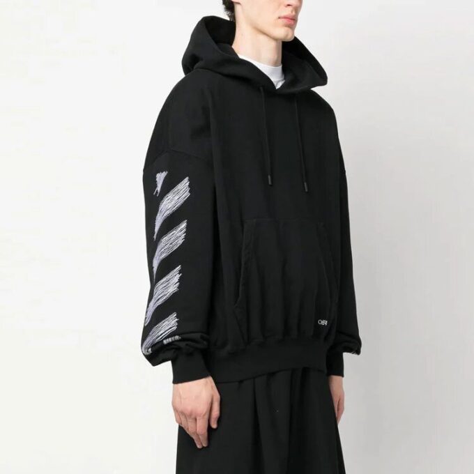 Sudadera con capucha de algodón con estampado Scribble Diag «Negro»