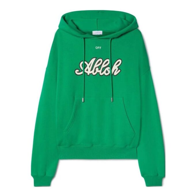 Sudadera con capucha de algodón con estampado universitario «College Green»