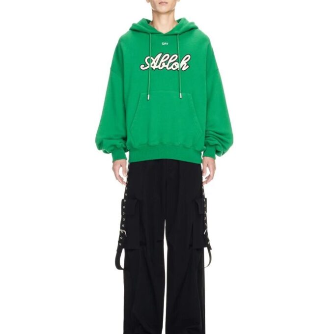 Sudadera con capucha de algodón con estampado universitario «College Green»