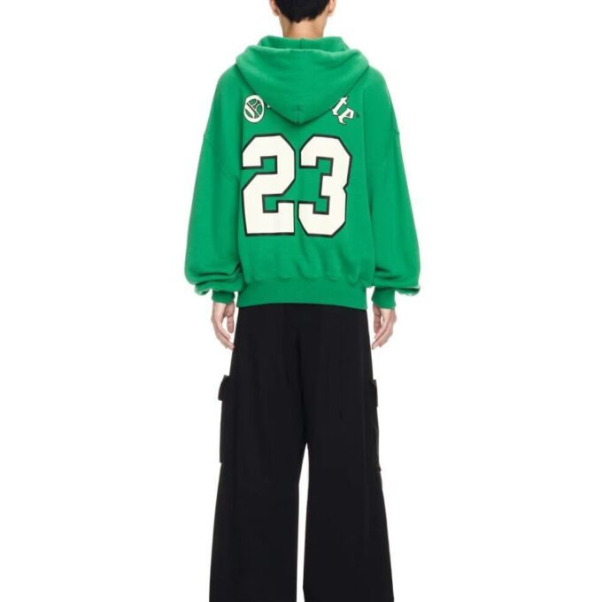 Sudadera con capucha de algodón con estampado universitario «College Green»