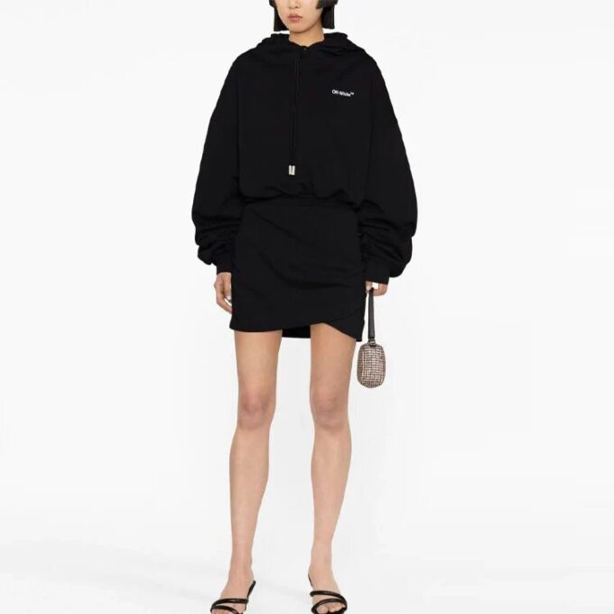 Sudadera con capucha de algodón con logotipo bordado Off-White «Negro»