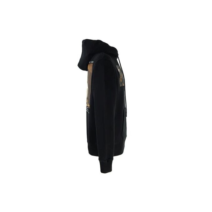 Sudadera con capucha de algodón de manga larga para hombre Off-White con el alfabeto de los personajes de Caravaggio, color negro