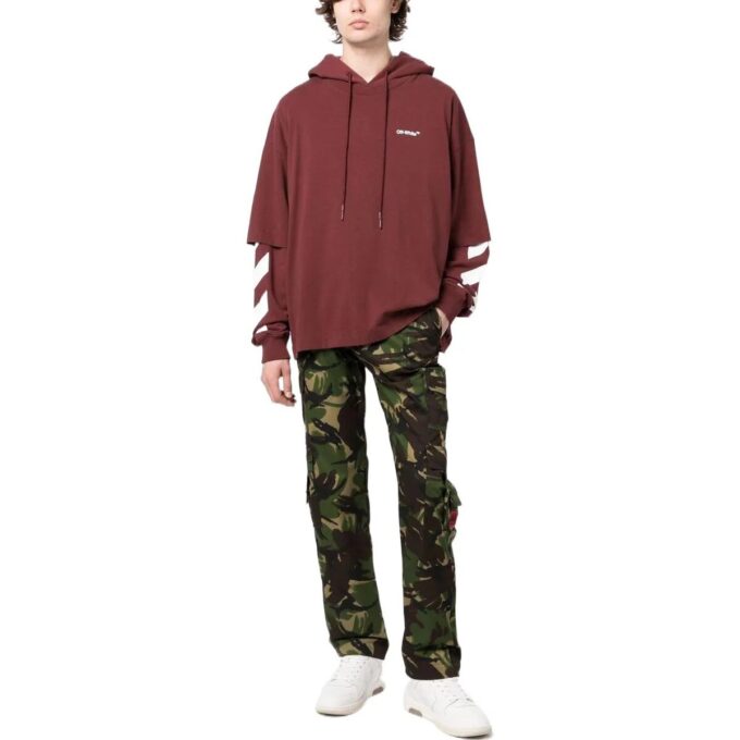 Sudadera con capucha de algodón y mangas diagonales