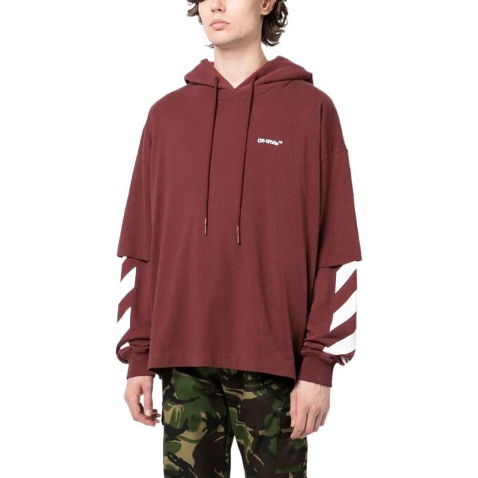 Sudadera con capucha de algodón y mangas diagonales