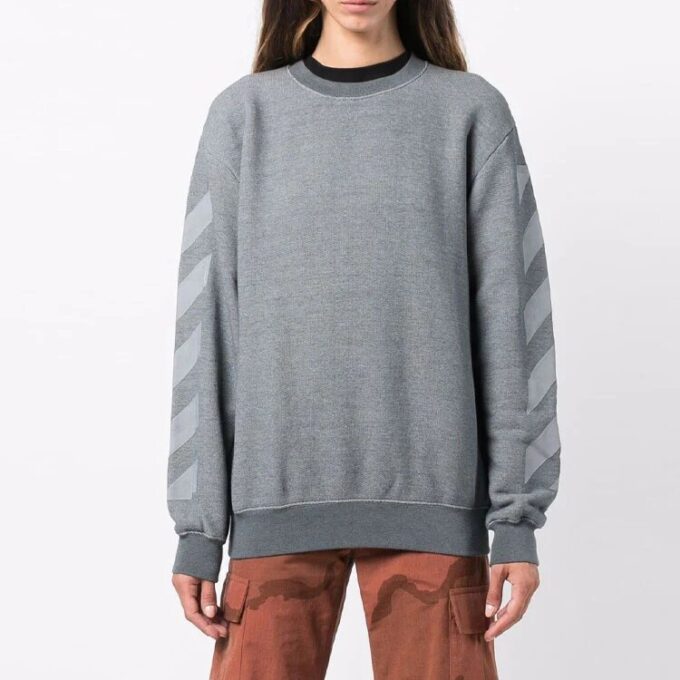 Sudadera con capucha de cuello redondo y patrón geométrico con logotipo Off-White, corte holgado, gris