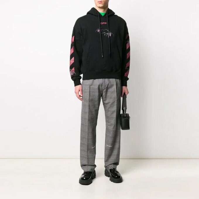 Sudadera con capucha de felpa con estampado de araña y flecha, hombre, negro