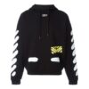 Sudadera con capucha de felpa con rayas de graffiti para hombre, color negro