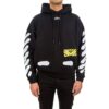 Sudadera con capucha de felpa con rayas de graffiti para hombre, color negro