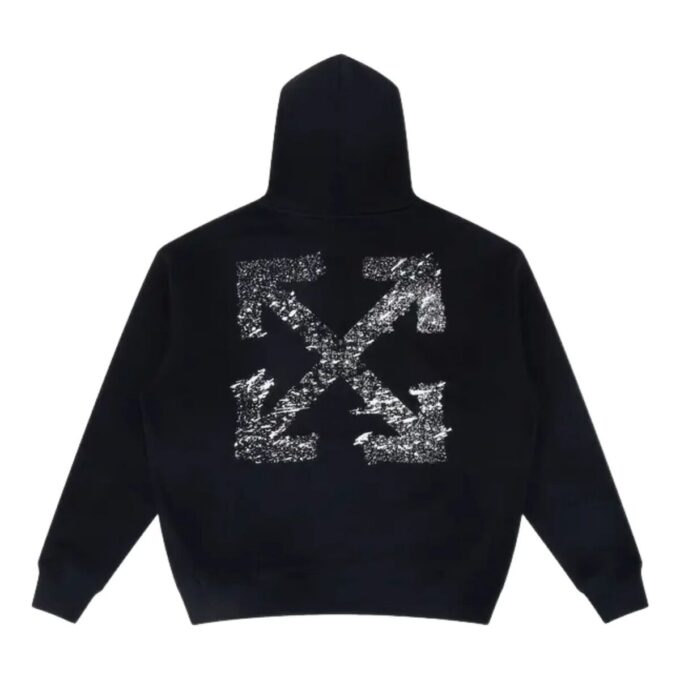 Sudadera con capucha de felpa francesa con flecha y salpicaduras de pintura «Negro»