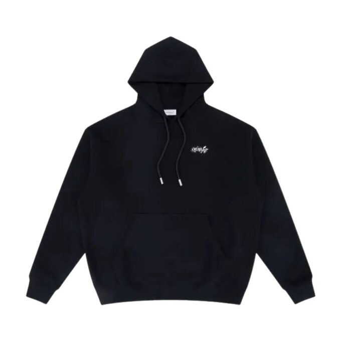 Sudadera con capucha de felpa francesa con flecha y salpicaduras de pintura «Negro»