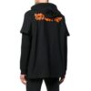Sudadera con capucha de manga larga con letras impresas, negra