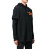 Sudadera con capucha de manga larga con letras impresas, negra