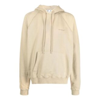 Sudadera con capucha de Off-White para hombre, estampado de rayas en la espalda, manga larga, corte holgado, color beige