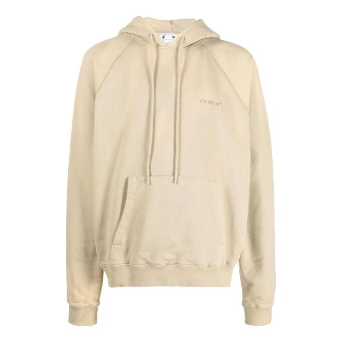 Sudadera con capucha de Off-White para hombre, estampado de rayas en la espalda, manga larga, corte holgado, color beige