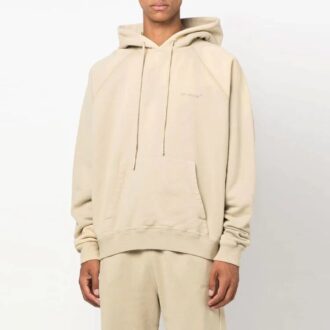 Sudadera con capucha de Off-White para hombre, estampado de rayas en la espalda, manga larga, corte holgado, color beige