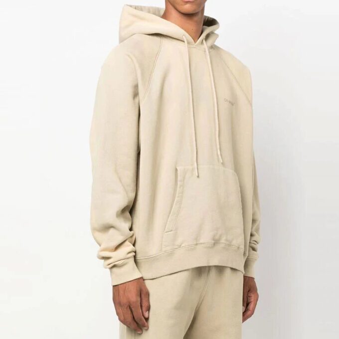 Sudadera con capucha de Off-White para hombre, estampado de rayas en la espalda, manga larga, corte holgado, color beige