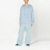Sudadera con capucha de punto 3D en diagonal en color blanco roto «Azul pálido»