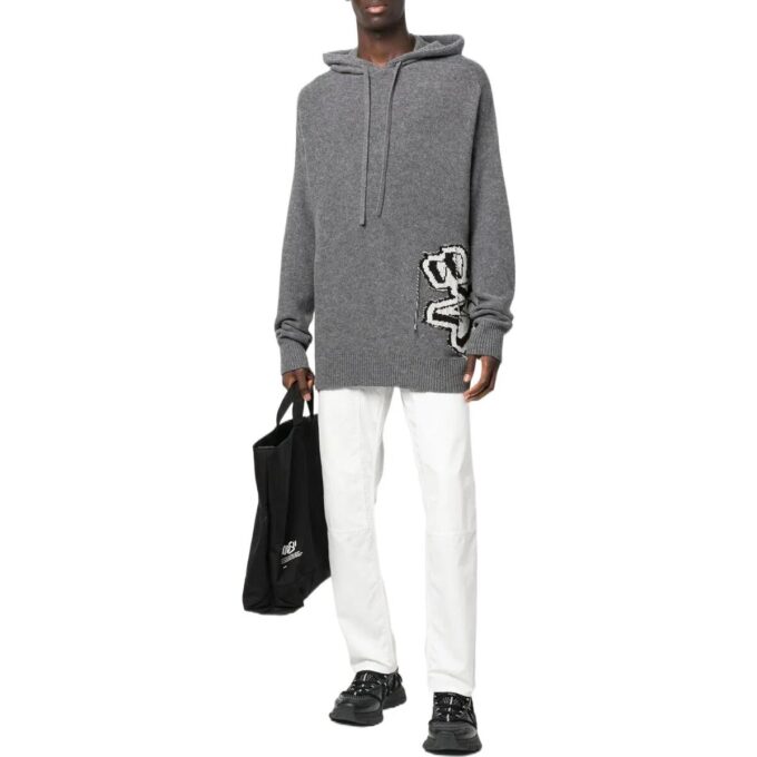 Sudadera con capucha de punto intarsia