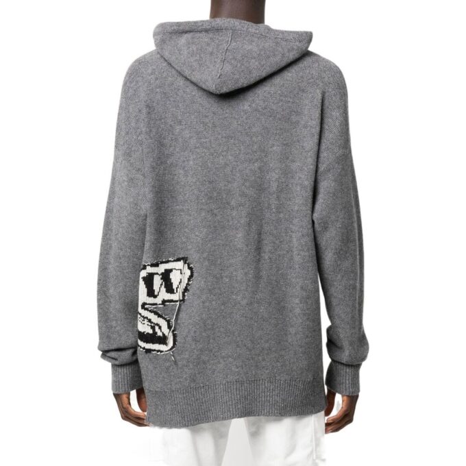 Sudadera con capucha de punto intarsia