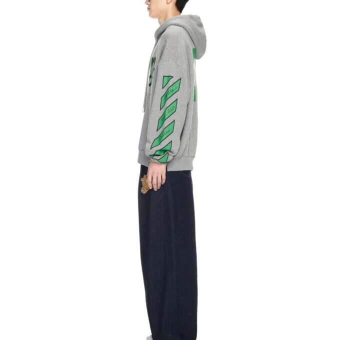 Sudadera con capucha de skate SS24 «Gris jaspeado y verde universitario»