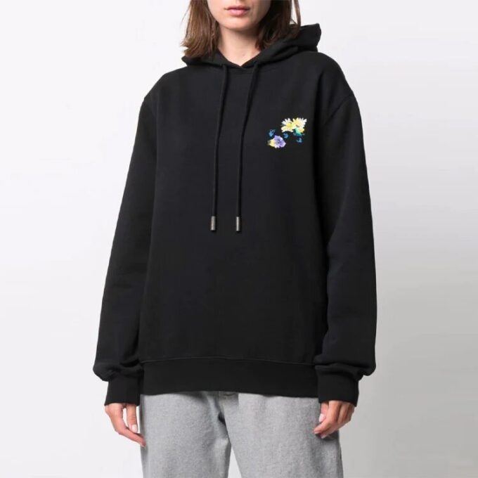 Sudadera con capucha holgada y estampado de Off-White, temporada primavera-verano 2021, color negro