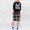 Sudadera con capucha negra de manga larga y cuello redondo con estampado de flores a cuadros Off-White SS21