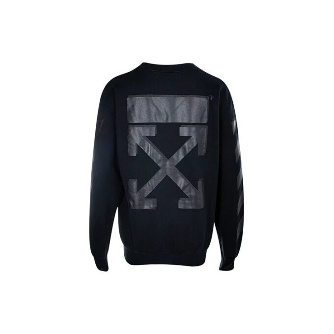 Sudadera con capucha negra de Off-White, estilo casual, con cuello redondo, forrada de felpa y estampado de flecha